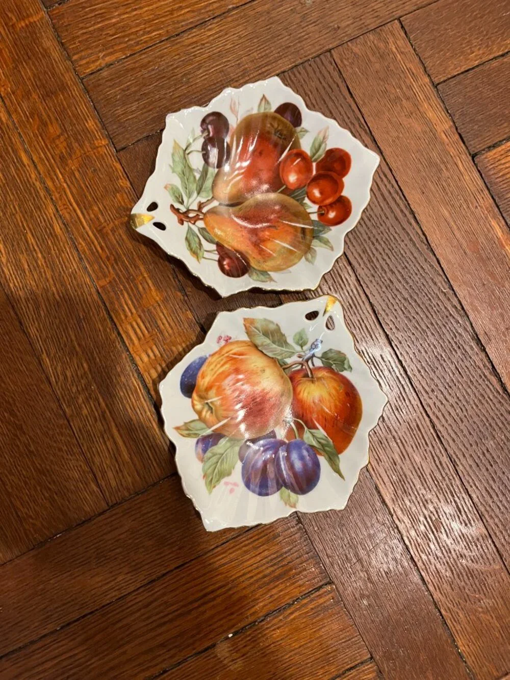 Vintage Mitterteich Bavaria Porcelain Dishes Set of TWO - Fruit Motif Germany